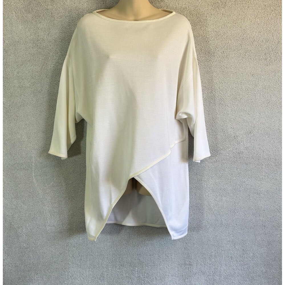St. John Ivory Asymmetrical Hem Oversized Tunic Sweater Top SzP(0-2) Lagan Money